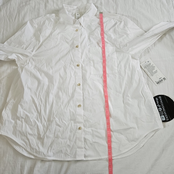 Lululemon Cotton-Blend Poplin Button-Down Shirt WHT White Women's Size XLarge - Picture 6 of 8